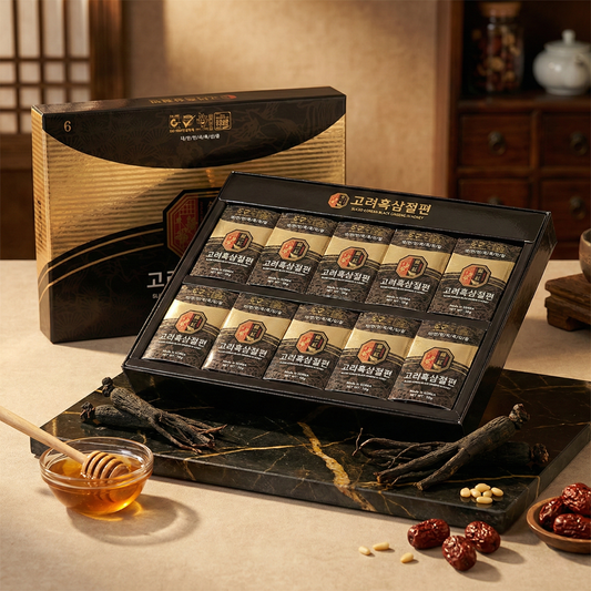 Korean black ginseng honey-coated slices in individual packs