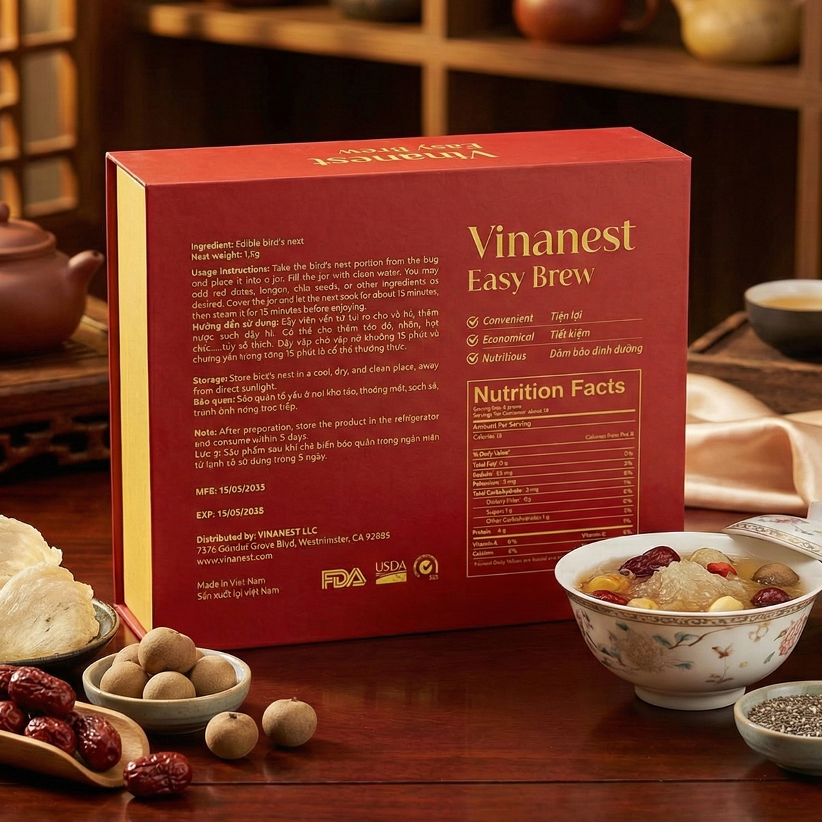Vinanest Easy Brew Premium Bird's Nest Gift Set – Pure, Natural, & Convenient Wellness