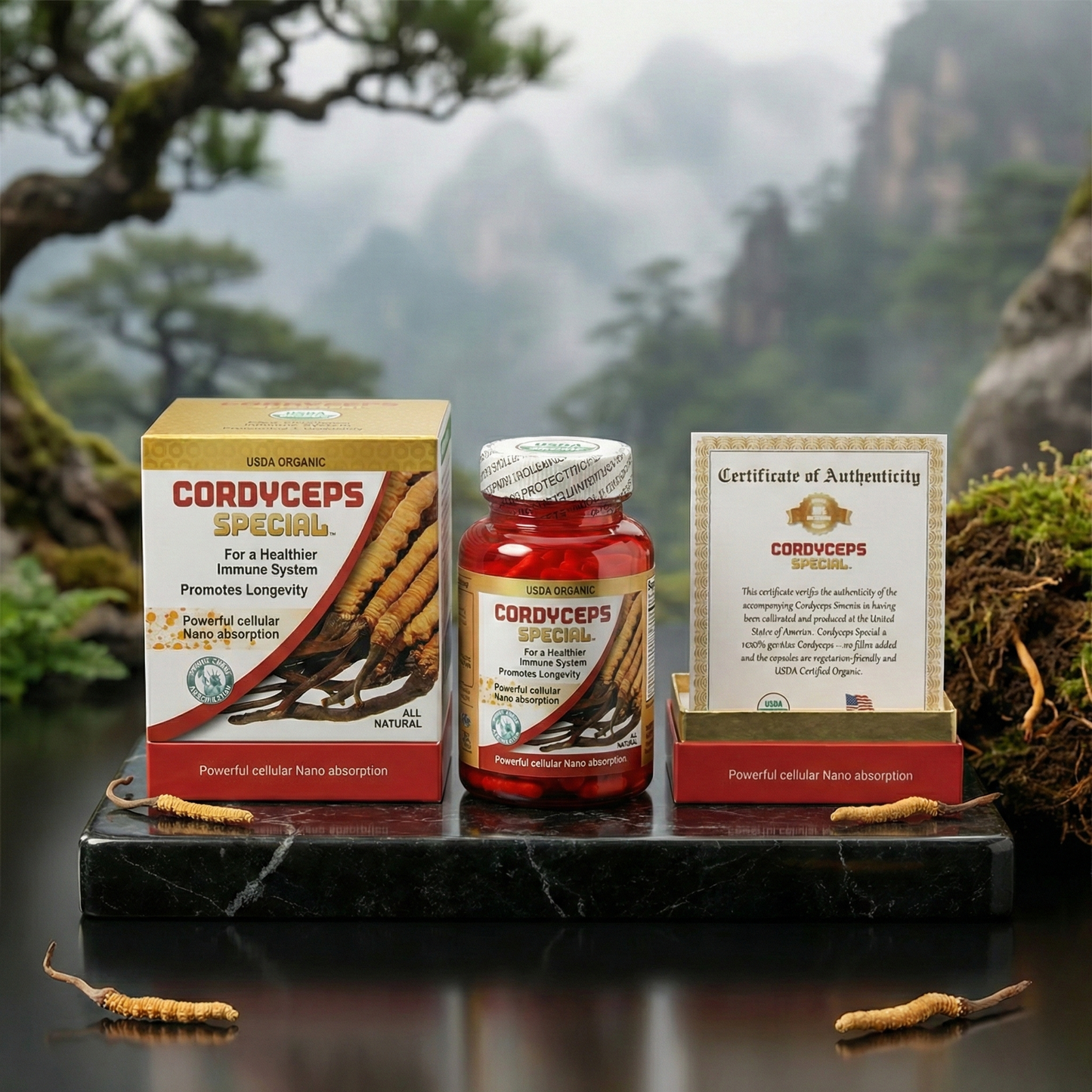 Nấm Cordyceps Đặc Biệt USDA Organic™ – Cordyceps Đỏ Cao Cấp (90 Viên)