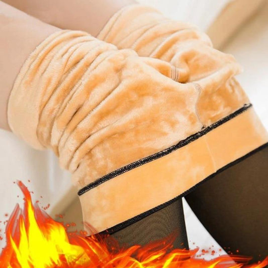 Translucent Warm Plush Lined Elastic Leggings USAdrop